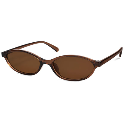 Retro Oval Cat Eye Sunglasses for Women Y2k Trendy Narrow Sunnies Designer Sun Glasses AR82253