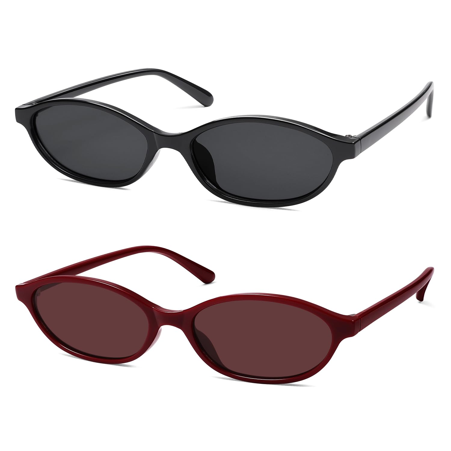 Retro Oval Cat Eye Sunglasses for Women Y2k Trendy Narrow Sunnies Designer Sun Glasses AR82253