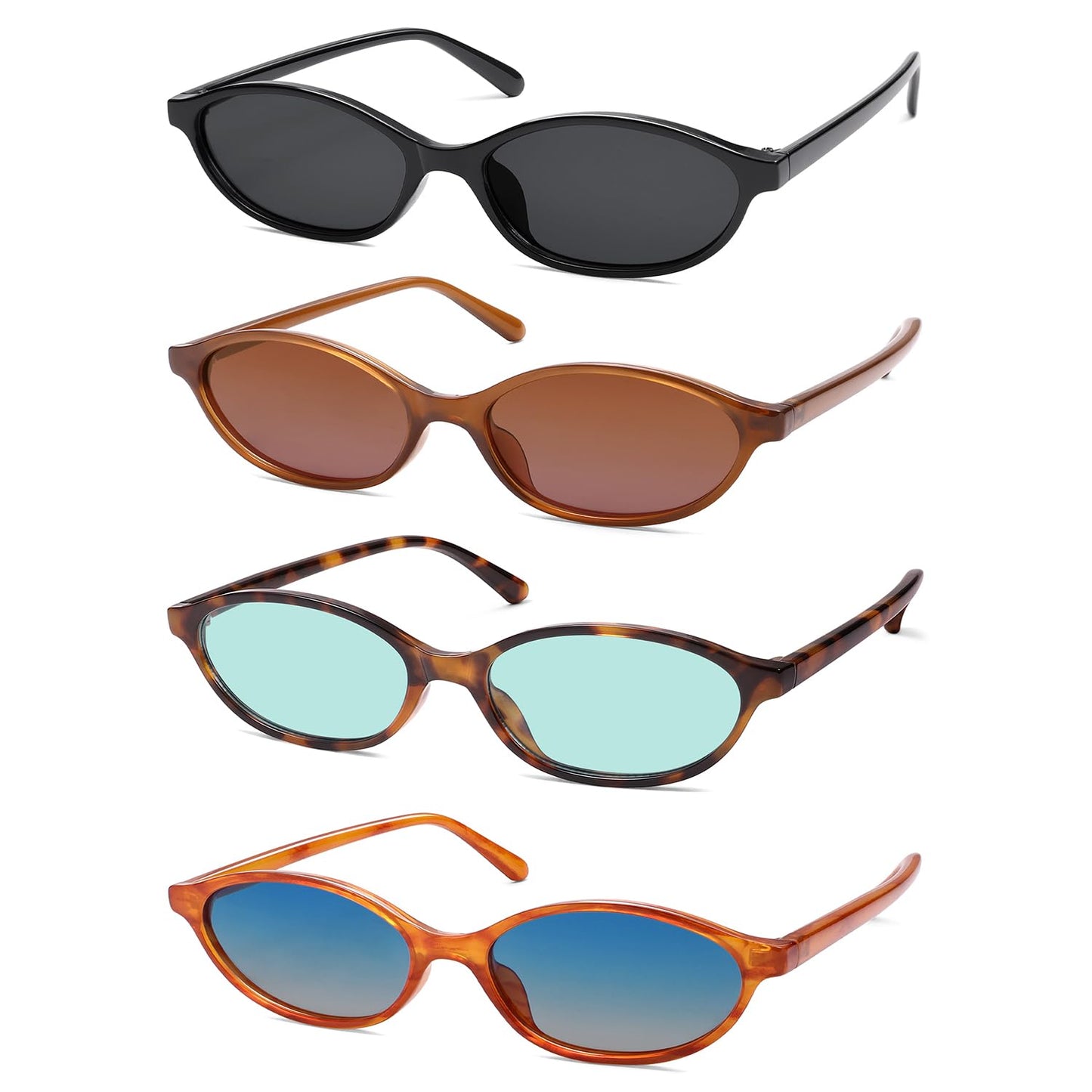 Retro Oval Cat Eye Sunglasses for Women Y2k Trendy Narrow Sunnies Designer Sun Glasses AR82253
