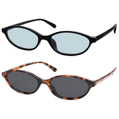 Retro Oval Cat Eye Sunglasses for Women Y2k Trendy Narrow Sunnies Designer Sun Glasses AR82253