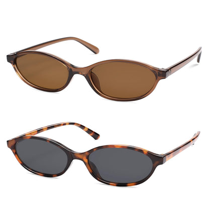 Retro Oval Cat Eye Sunglasses for Women Y2k Trendy Narrow Sunnies Designer Sun Glasses AR82253
