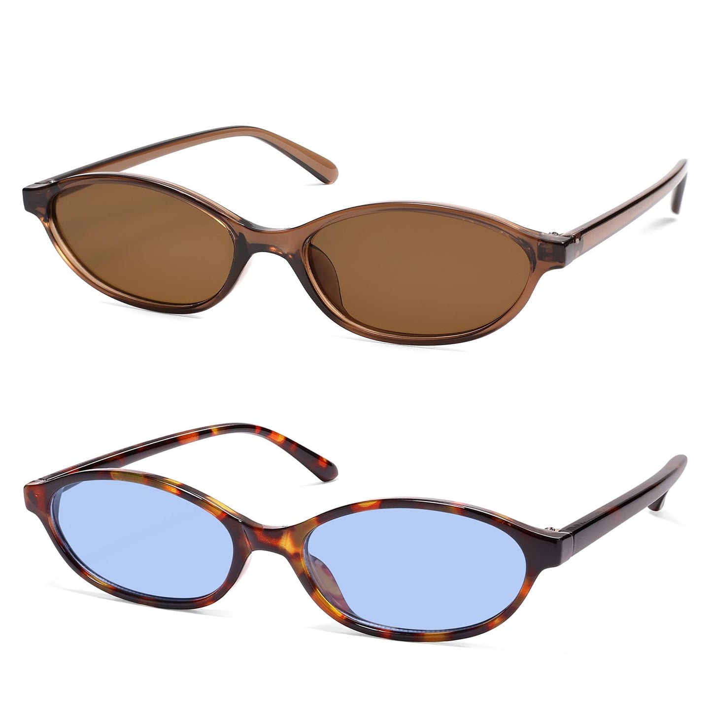 Retro Oval Cat Eye Sunglasses for Women Y2k Trendy Narrow Sunnies Designer Sun Glasses AR82253