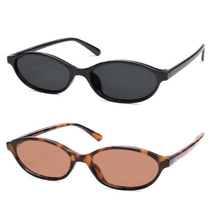 Retro Oval Cat Eye Sunglasses for Women Y2k Trendy Narrow Sunnies Designer Sun Glasses AR82253