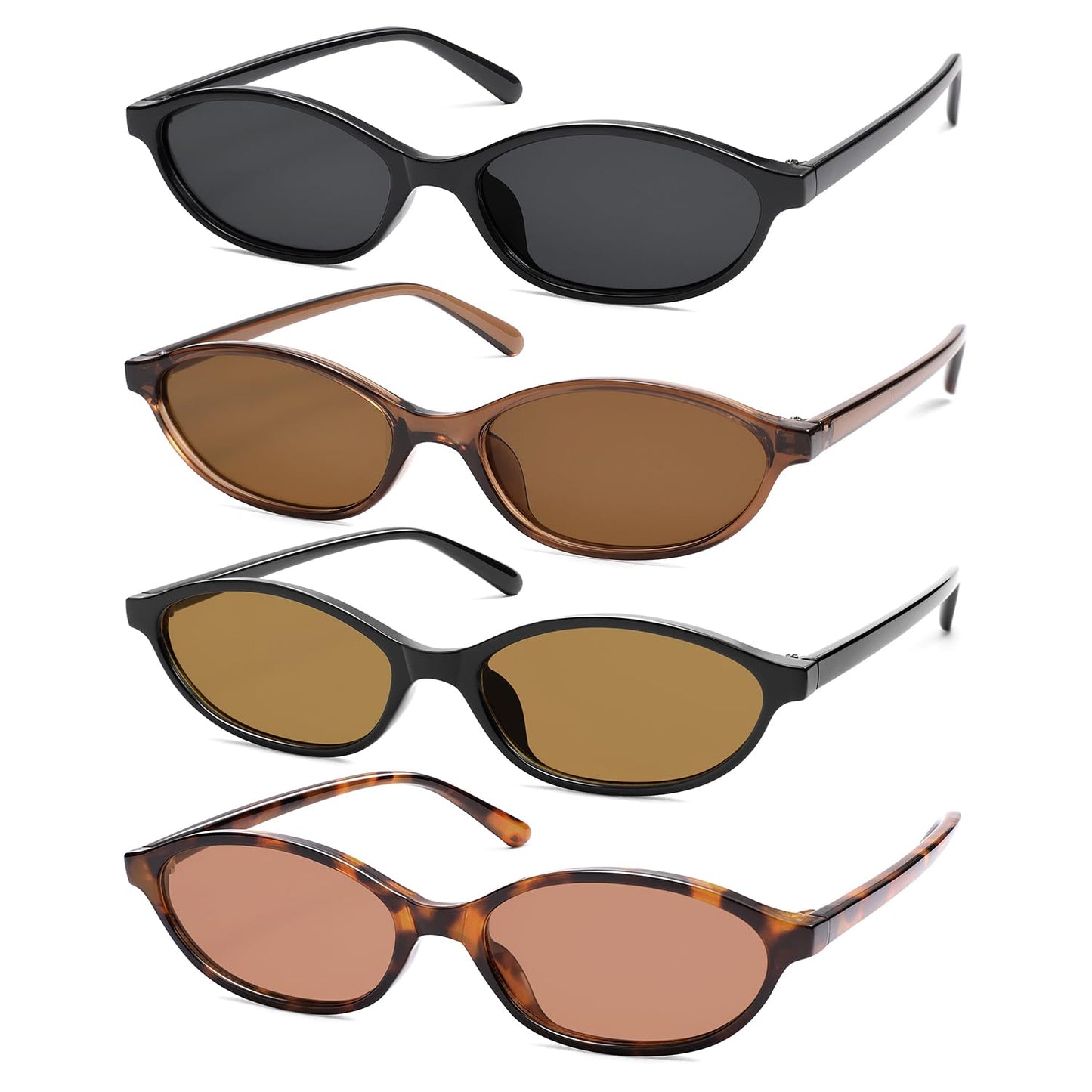Retro Oval Cat Eye Sunglasses for Women Y2k Trendy Narrow Sunnies Designer Sun Glasses AR82253