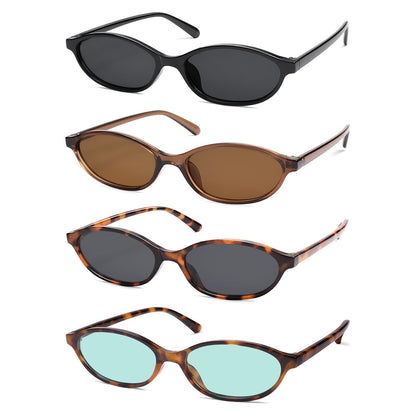 Retro Oval Cat Eye Sunglasses for Women Y2k Trendy Narrow Sunnies Designer Sun Glasses AR82253