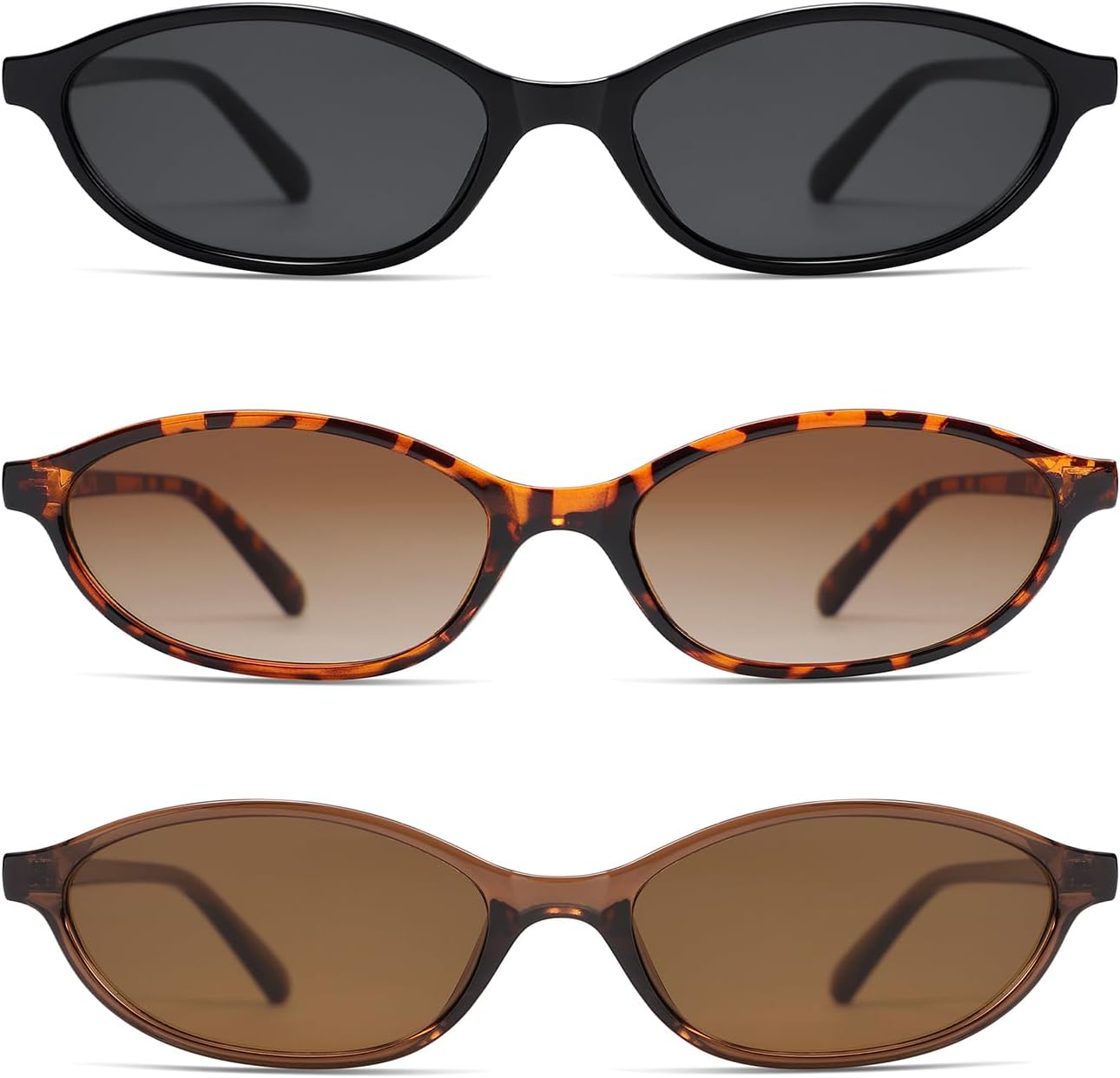 Retro Oval Cat Eye Sunglasses for Women Y2k Trendy Narrow Sunnies Designer Sun Glasses AR82253