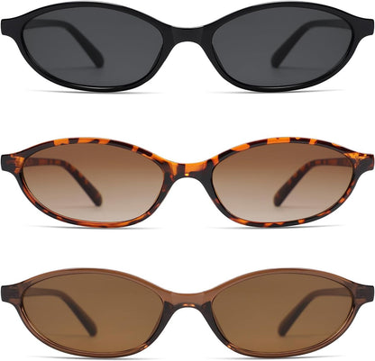 Retro Oval Cat Eye Sunglasses for Women Y2k Trendy Narrow Sunnies Designer Sun Glasses AR82253