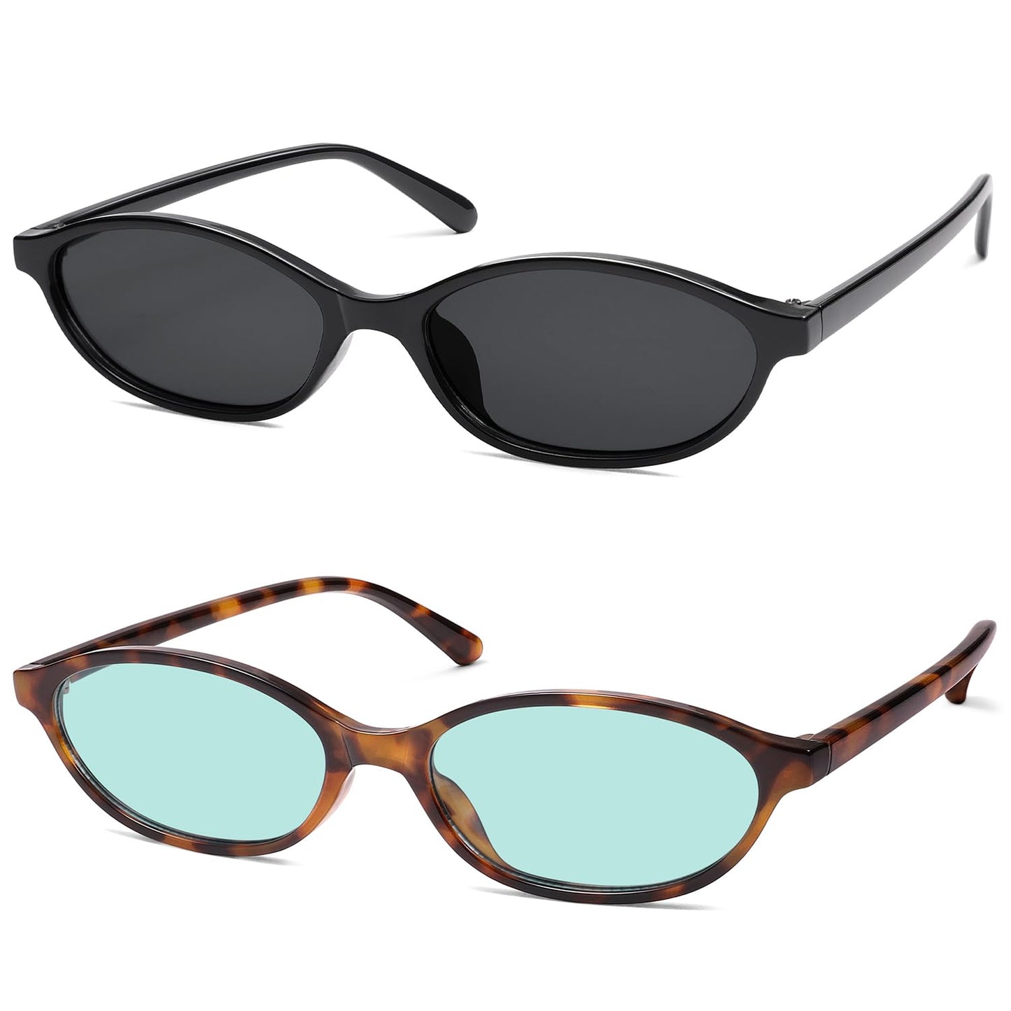 Retro Oval Cat Eye Sunglasses for Women Y2k Trendy Narrow Sunnies Designer Sun Glasses AR82253