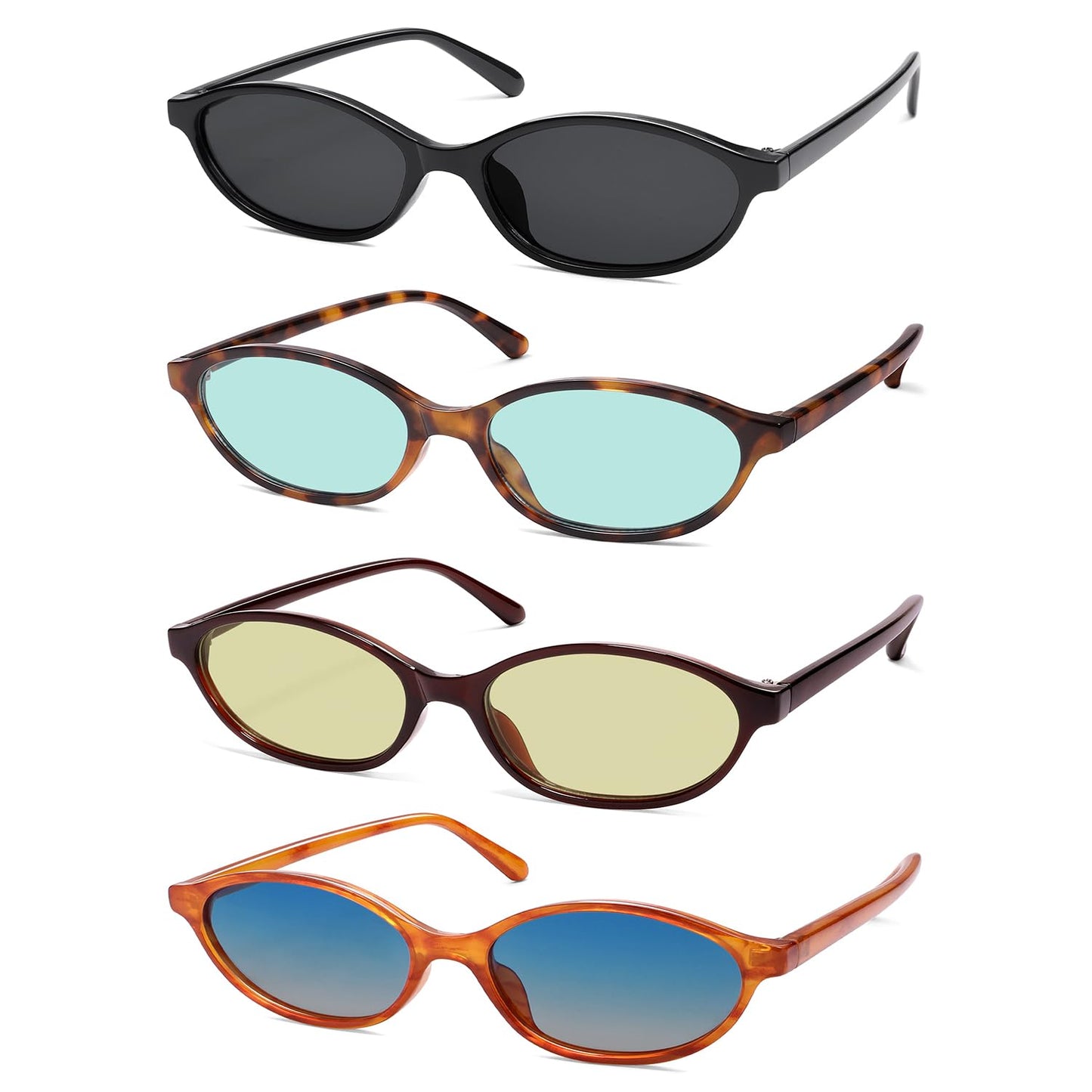Retro Oval Cat Eye Sunglasses for Women Y2k Trendy Narrow Sunnies Designer Sun Glasses AR82253