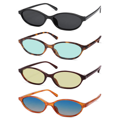 Retro Oval Cat Eye Sunglasses for Women Y2k Trendy Narrow Sunnies Designer Sun Glasses AR82253