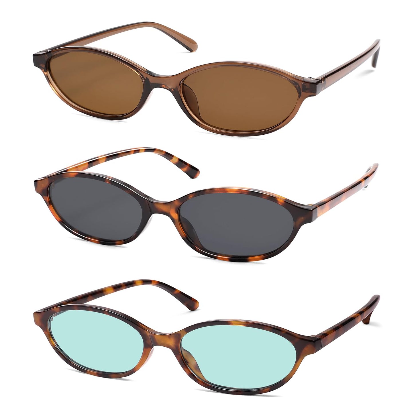 Retro Oval Cat Eye Sunglasses for Women Y2k Trendy Narrow Sunnies Designer Sun Glasses AR82253