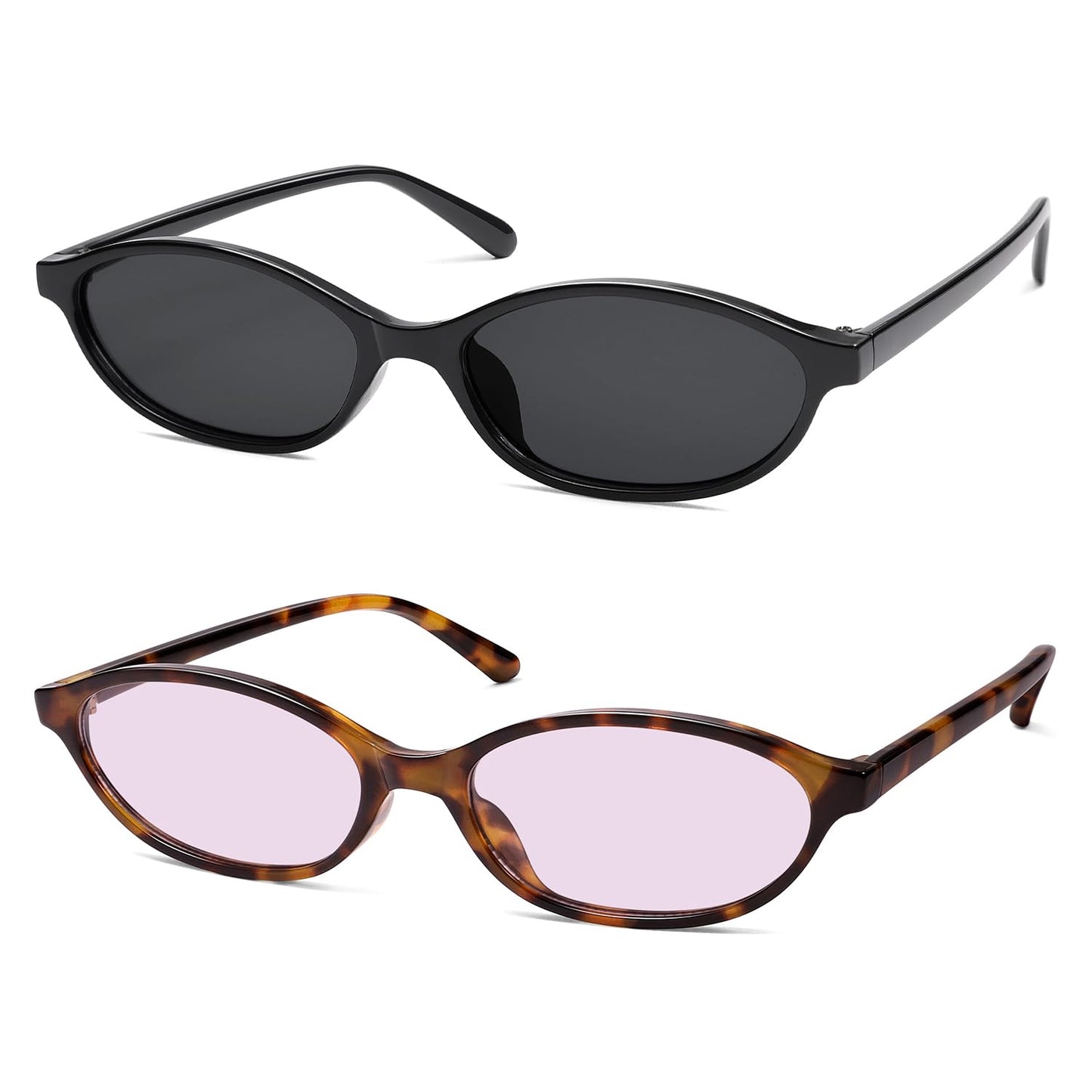 Retro Oval Cat Eye Sunglasses for Women Y2k Trendy Narrow Sunnies Designer Sun Glasses AR82253