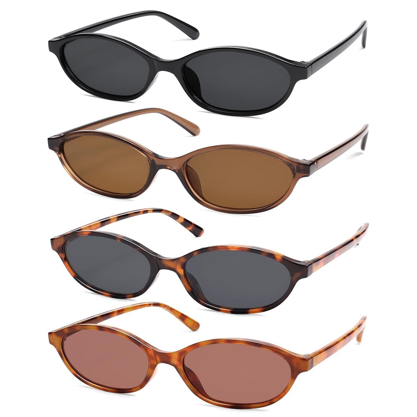 Retro Oval Cat Eye Sunglasses for Women Y2k Trendy Narrow Sunnies Designer Sun Glasses AR82253