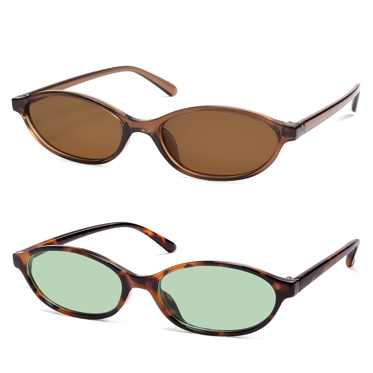 Retro Oval Cat Eye Sunglasses for Women Y2k Trendy Narrow Sunnies Designer Sun Glasses AR82253