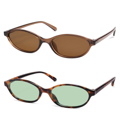 Retro Oval Cat Eye Sunglasses for Women Y2k Trendy Narrow Sunnies Designer Sun Glasses AR82253