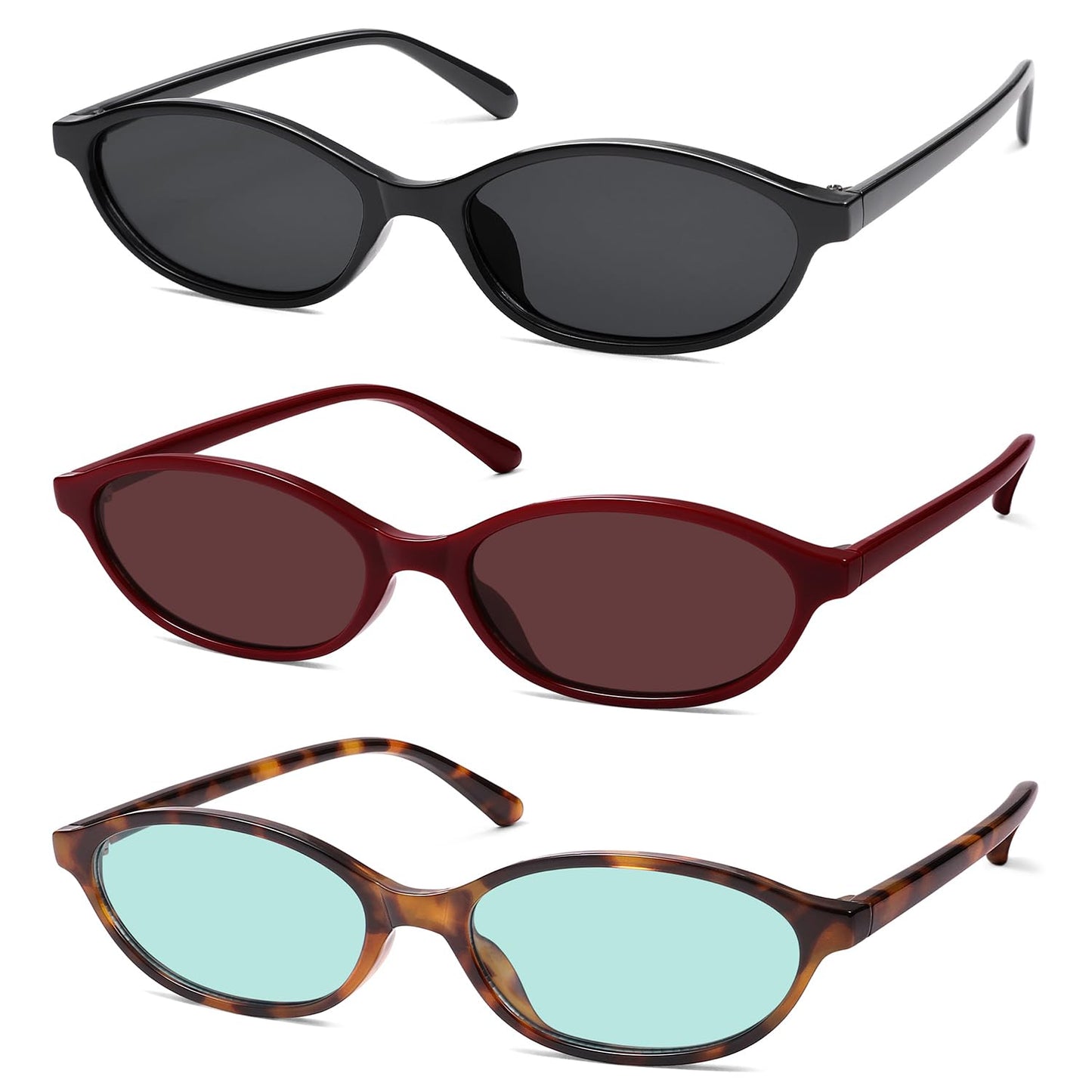 Retro Oval Cat Eye Sunglasses for Women Y2k Trendy Narrow Sunnies Designer Sun Glasses AR82253