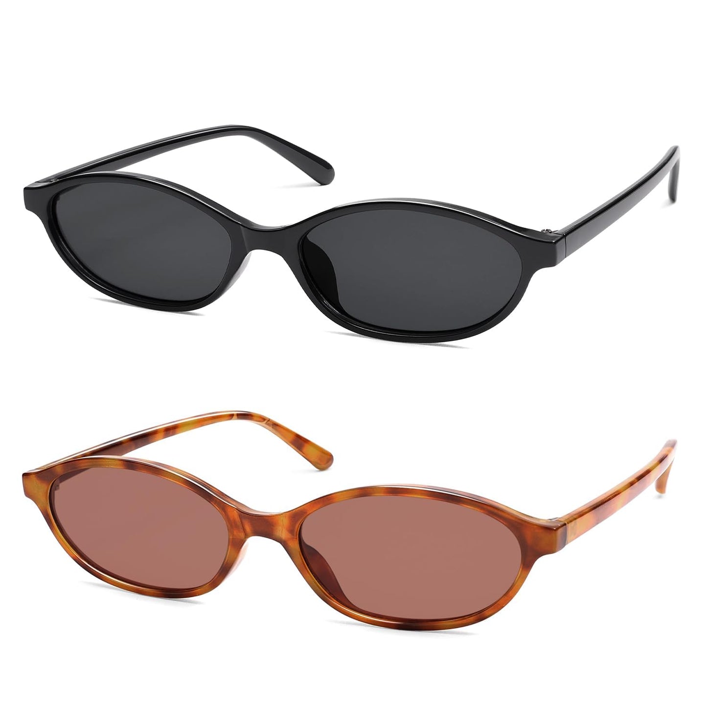 Retro Oval Cat Eye Sunglasses for Women Y2k Trendy Narrow Sunnies Designer Sun Glasses AR82253