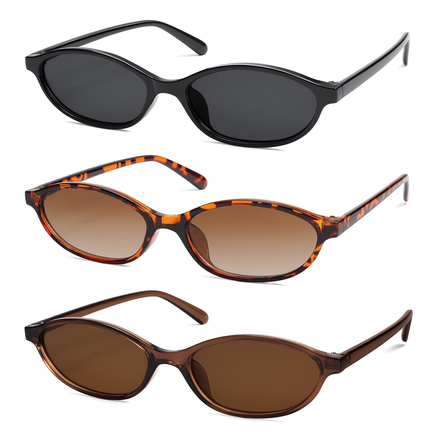 Retro Oval Cat Eye Sunglasses for Women Y2k Trendy Narrow Sunnies Designer Sun Glasses AR82253
