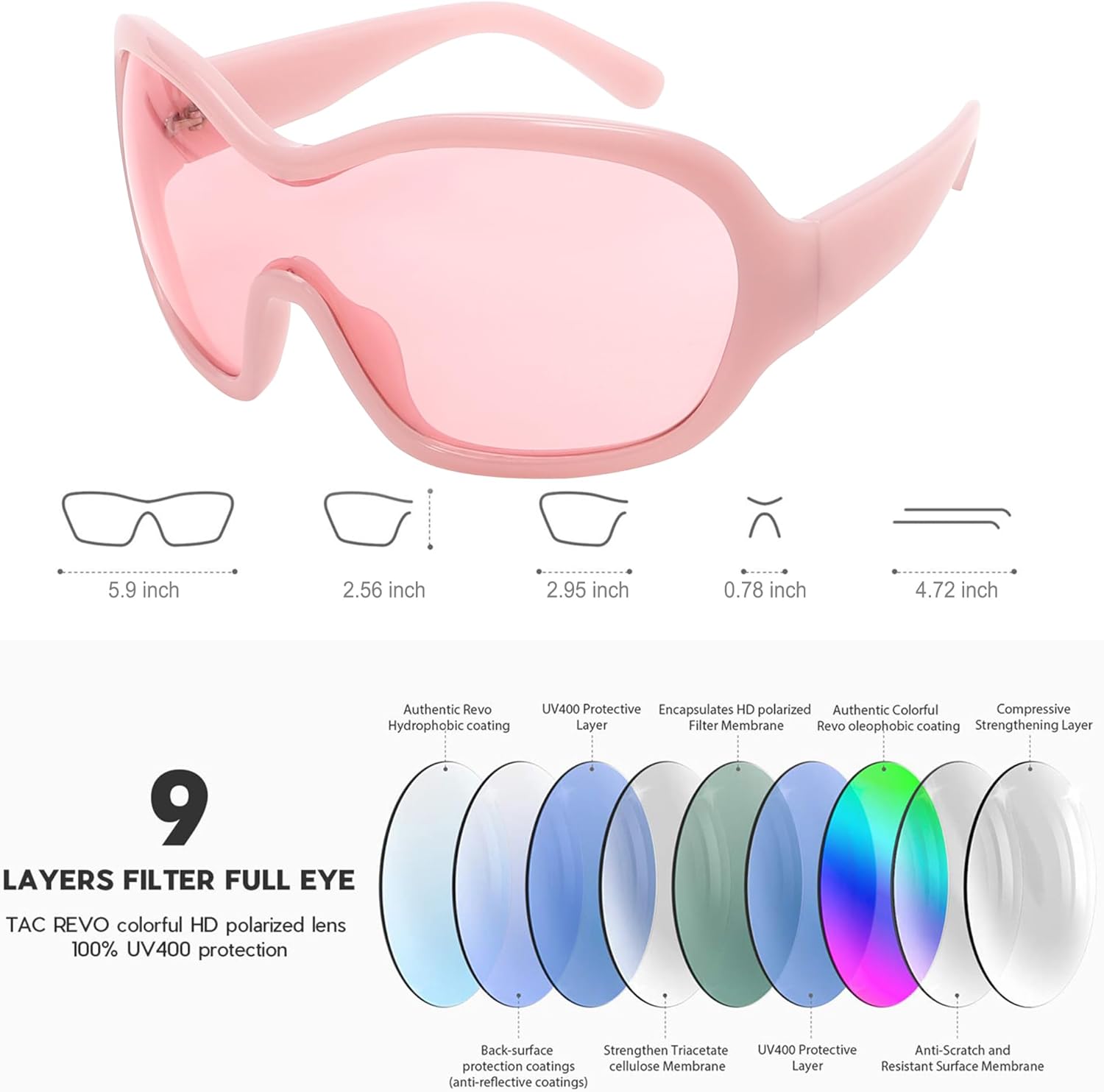 Oversized Trendy Wrap Around Sunglasses for Women Men - Cool Concert shades 2000s Retro Round Big Shield Glasses